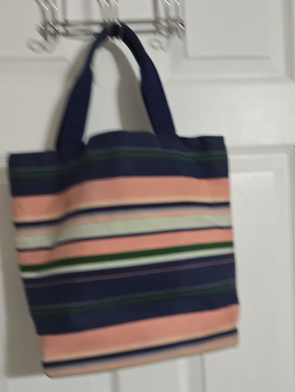 Victoria's Secret Navy, Peach and Green Striped Tote